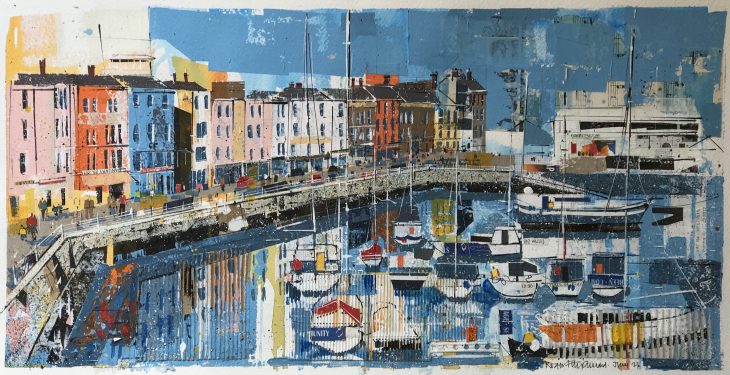 The vibrant colours of the buildings complement the boats and reflections in Ramsgate Harbour
